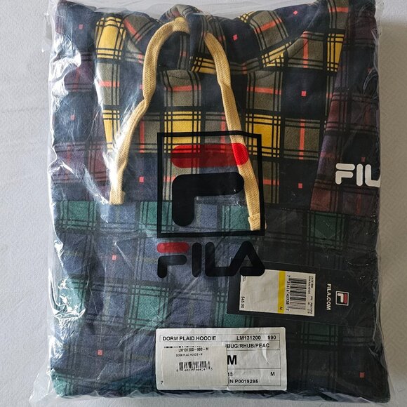 FILA Dorm Plaid Sweatshirt Hoodie Men's M NWT - Picture 3 of 8